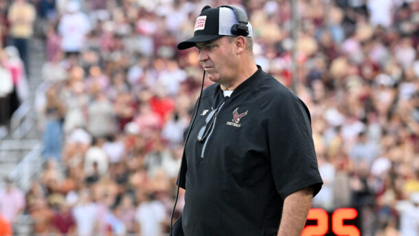 Bill O'Brien coaches during a game.