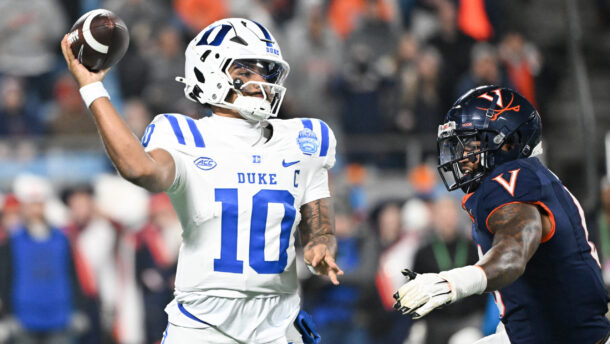 Darian Mensah plays against Virginia.