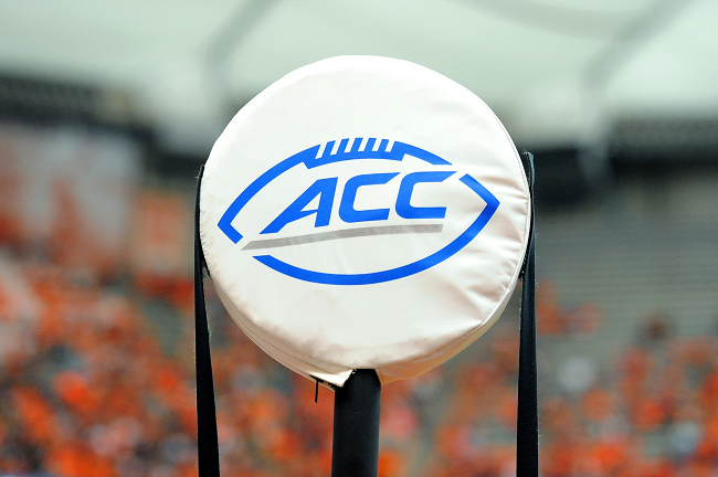 ACC logo on a yard marker.